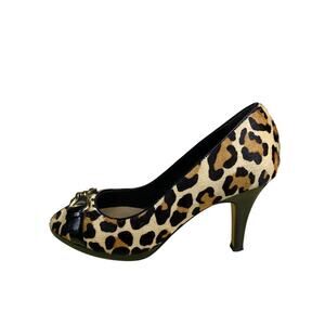 Cole Haan Nike Air Leopard Print Calf Hair Peep-Toe Heels Size 8B